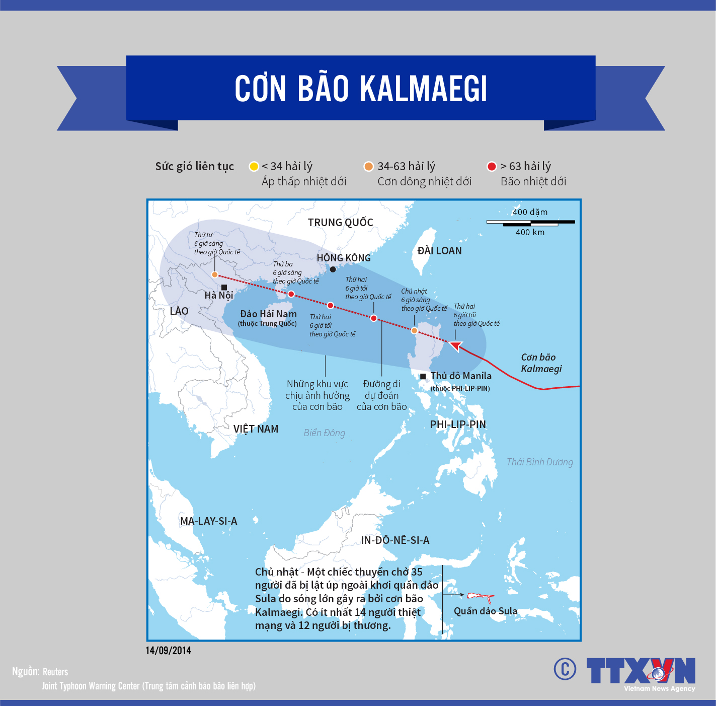 Các khu vực chịu ảnh hưởng của cơn bão Kalmaegi